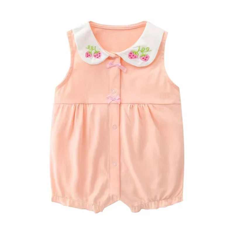 2024 Newborn Baby Summer Clothes Rompers Girls Overalls Short Sleeve Bodysuit Cotton Baby Clothing Jumpsuit Baby Girl Onesies