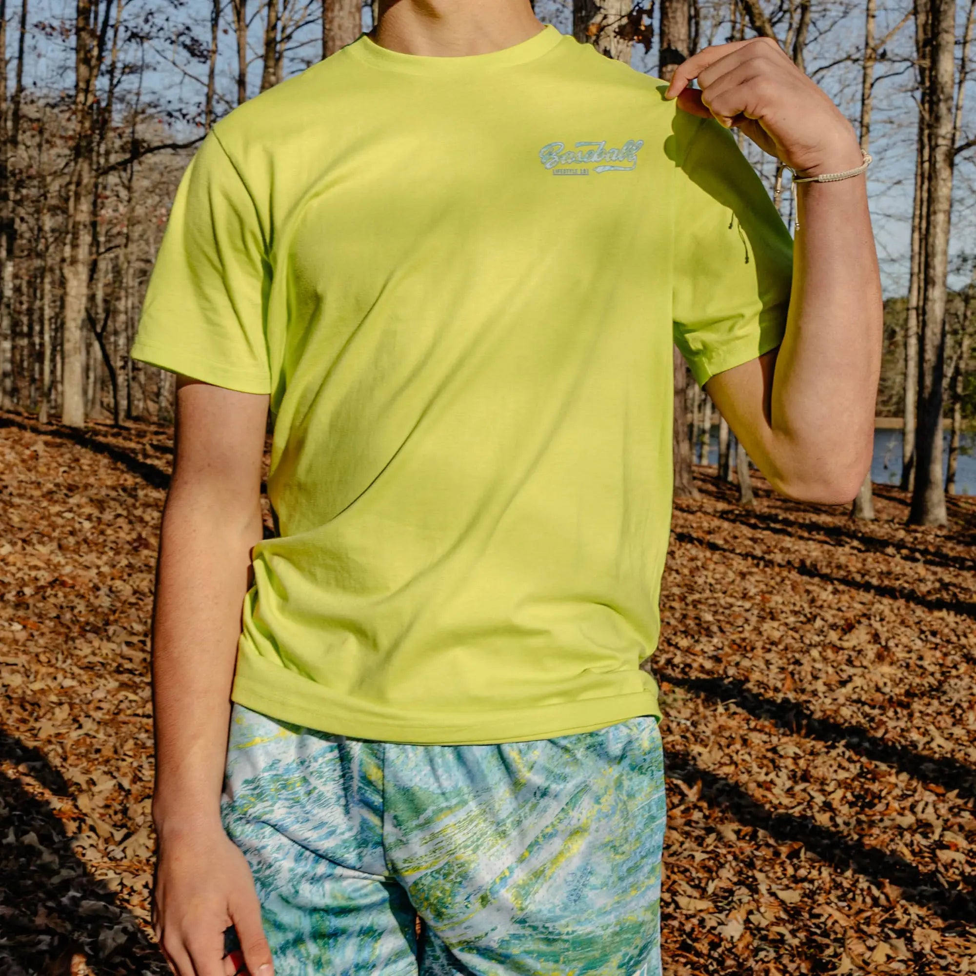 Realtree Established Youth Tee - Bright Yellow/Aspect-Teal for Young Baseball Fans