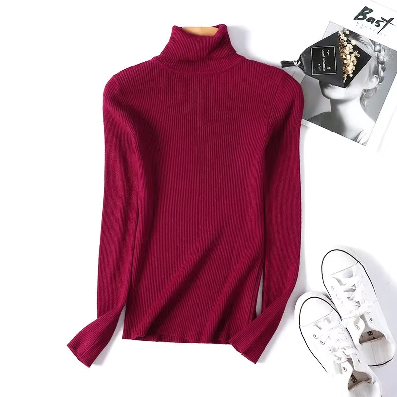 Elevate Your Autumn Wardrobe with Our Chic Turtleneck Knitted Sweater - Perfect for Office and Casual Outings!