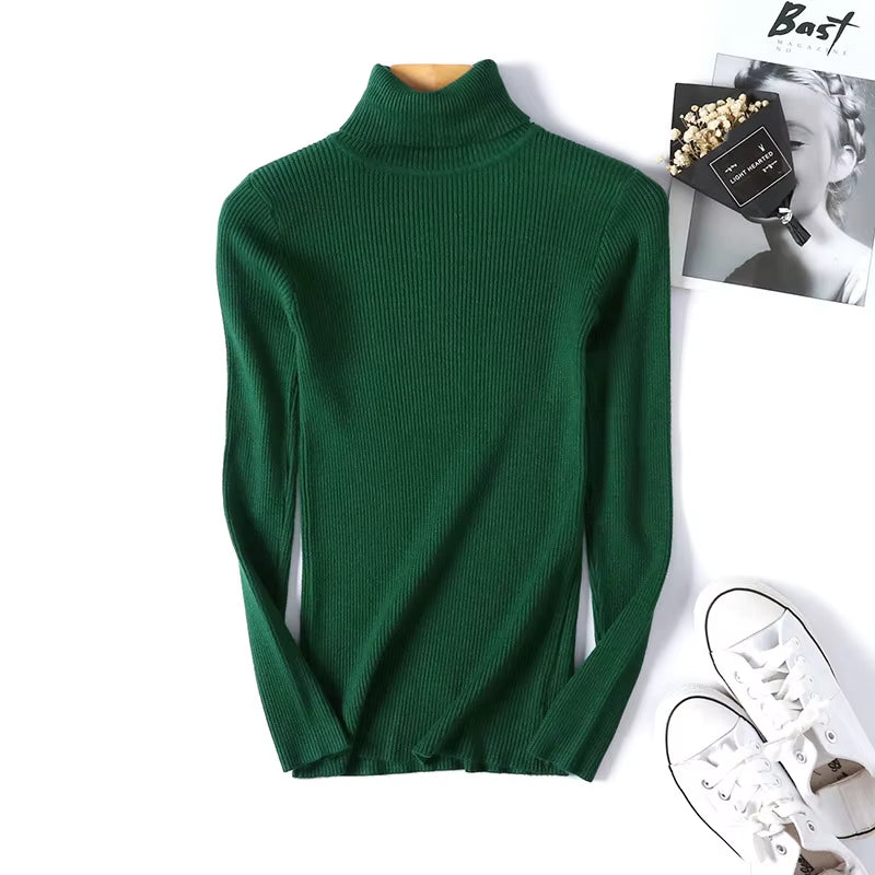 Elevate Your Autumn Wardrobe with Our Chic Turtleneck Knitted Sweater - Perfect for Office and Casual Outings!