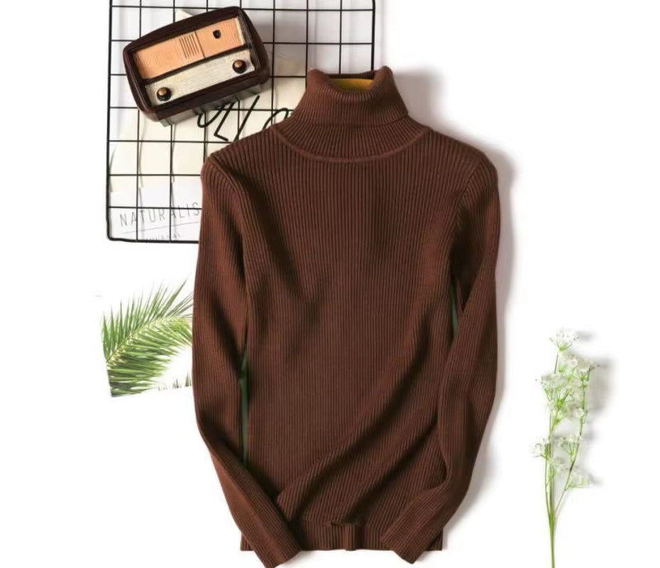 Elevate Your Autumn Wardrobe with Our Chic Turtleneck Knitted Sweater - Perfect for Office and Casual Outings!