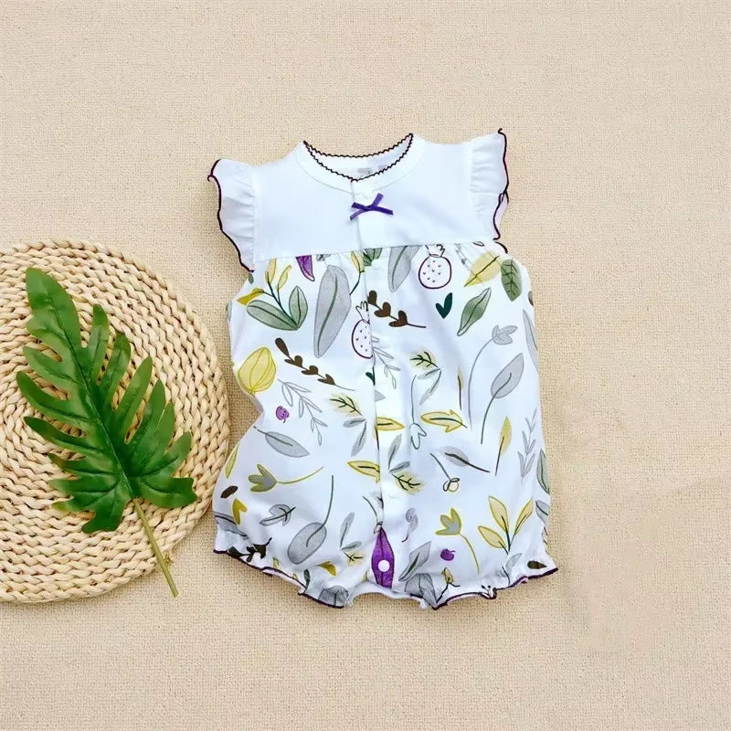 2024 Newborn Baby Summer Clothes Rompers Girls Overalls Short Sleeve Bodysuit Cotton Baby Clothing Jumpsuit Baby Girl Onesies