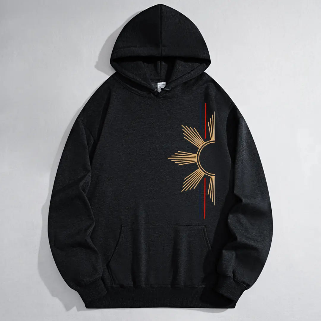 Men'S Filipino Sun Graphic Hoodie/Graphic T-Shirt - Regular Fit | Soft & Breathable Fabric, Durable Print, Everyday Comfort, Machine Washable, Minimalist Casual Wear with Cultural Symbolism