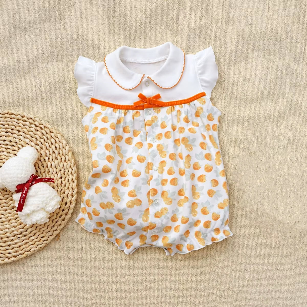 2024 Newborn Baby Summer Clothes Rompers Girls Overalls Short Sleeve Bodysuit Cotton Baby Clothing Jumpsuit Baby Girl Onesies