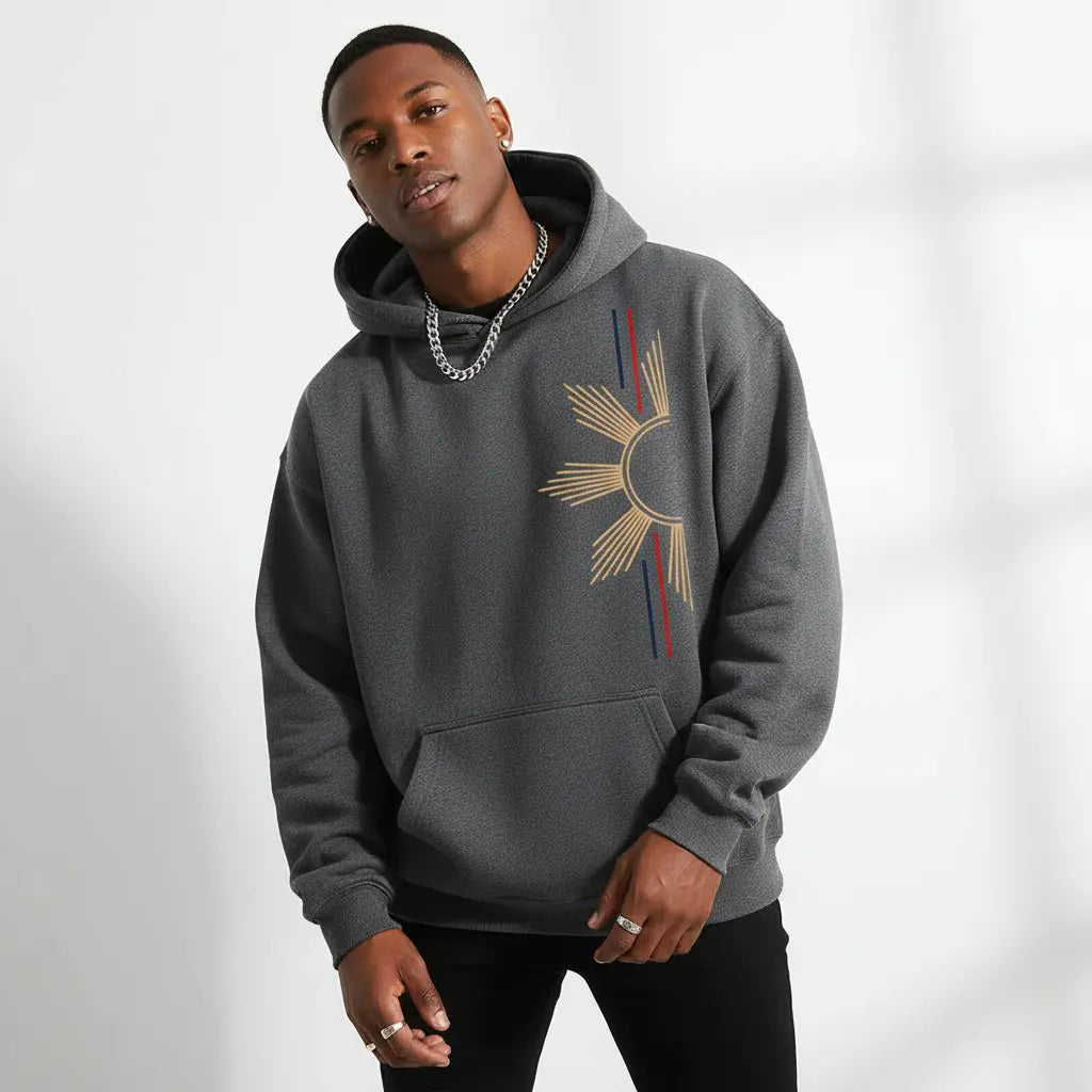 Men'S Filipino Sun Graphic Hoodie/Graphic T-Shirt - Regular Fit | Soft & Breathable Fabric, Durable Print, Everyday Comfort, Machine Washable, Minimalist Casual Wear with Cultural Symbolism