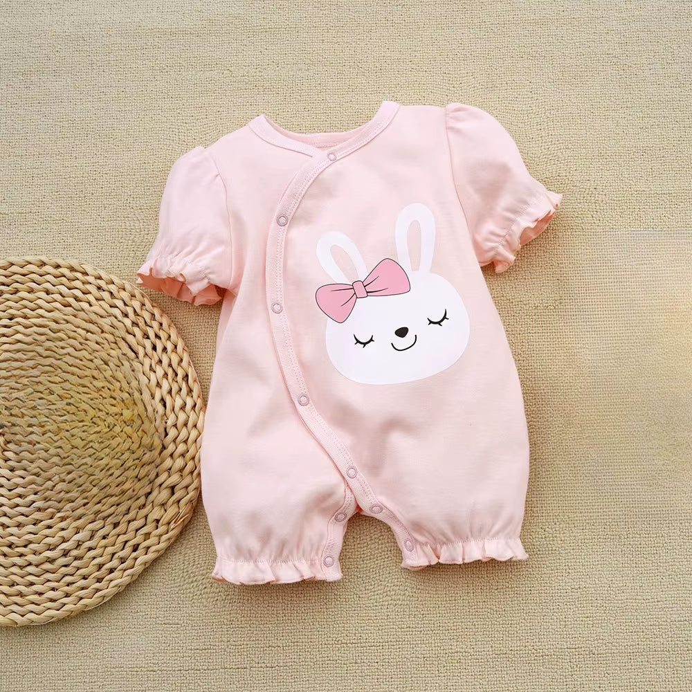 2024 Newborn Baby Summer Clothes Rompers Girls Overalls Short Sleeve Bodysuit Cotton Baby Clothing Jumpsuit Baby Girl Onesies