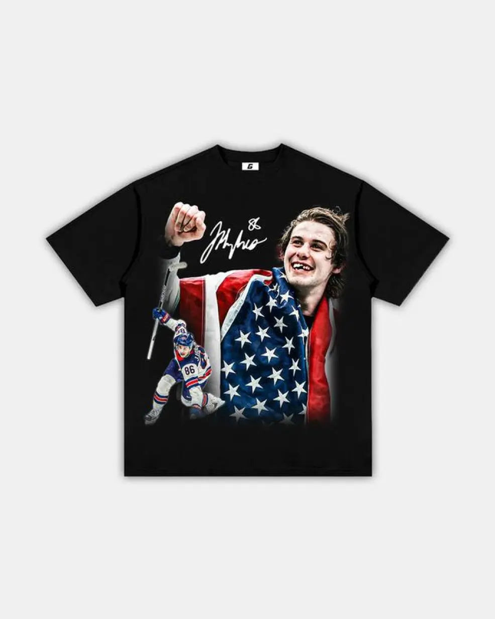 Score Big with the Jack Hughes Golden Goal T-Shirt – Your Ultimate Team USA Hockey Gear for Winter Olympics Enthusiasts!