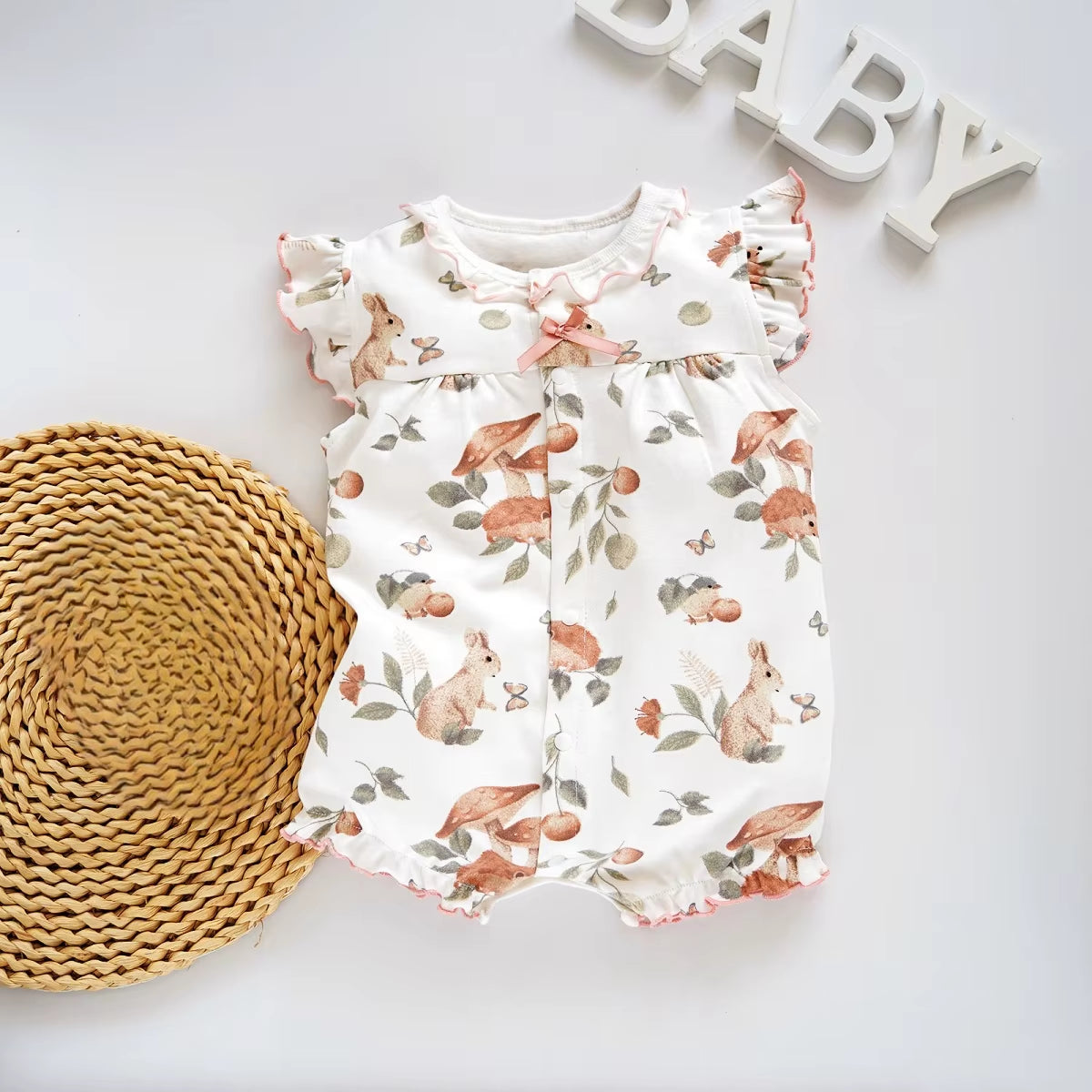 2024 Newborn Baby Summer Clothes Rompers Girls Overalls Short Sleeve Bodysuit Cotton Baby Clothing Jumpsuit Baby Girl Onesies