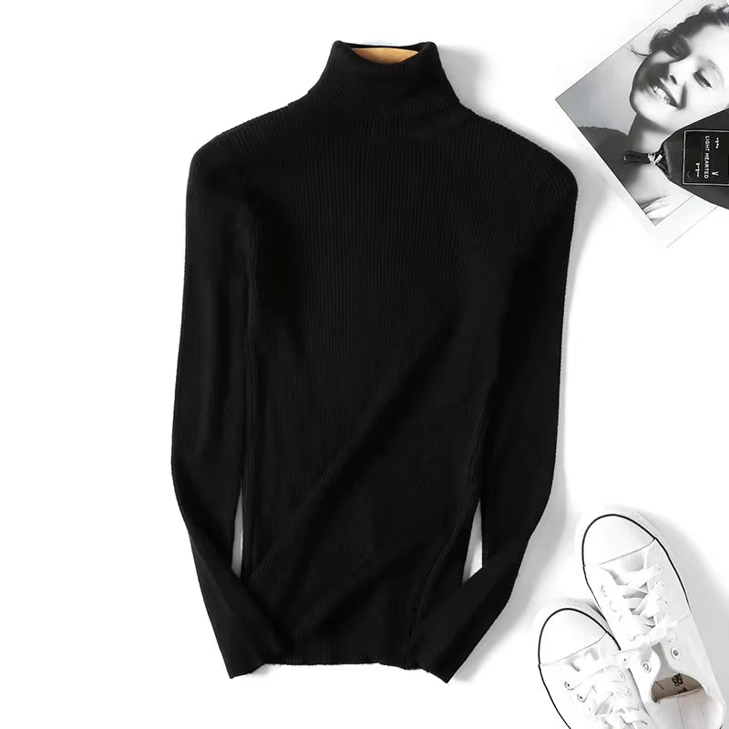Elevate Your Autumn Wardrobe with Our Chic Turtleneck Knitted Sweater - Perfect for Office and Casual Outings!