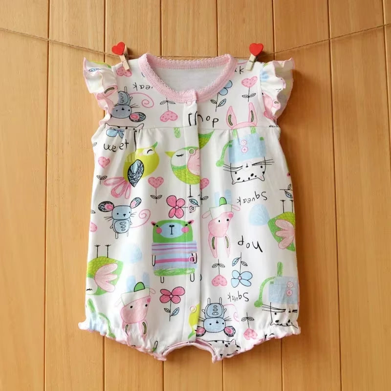 2024 Newborn Baby Summer Clothes Rompers Girls Overalls Short Sleeve Bodysuit Cotton Baby Clothing Jumpsuit Baby Girl Onesies