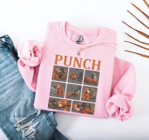 Adorable Monkey Punch Graphic T-Shirt – Cozy Baby Monkey Plush Sweatshirt & Cute Animal Lover Hoodie for All Seasons