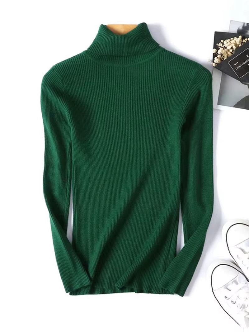 Elevate Your Autumn Wardrobe with Our Chic Turtleneck Knitted Sweater - Perfect for Office and Casual Outings!
