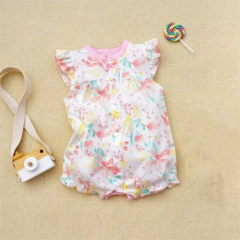 2024 Newborn Baby Summer Clothes Rompers Girls Overalls Short Sleeve Bodysuit Cotton Baby Clothing Jumpsuit Baby Girl Onesies