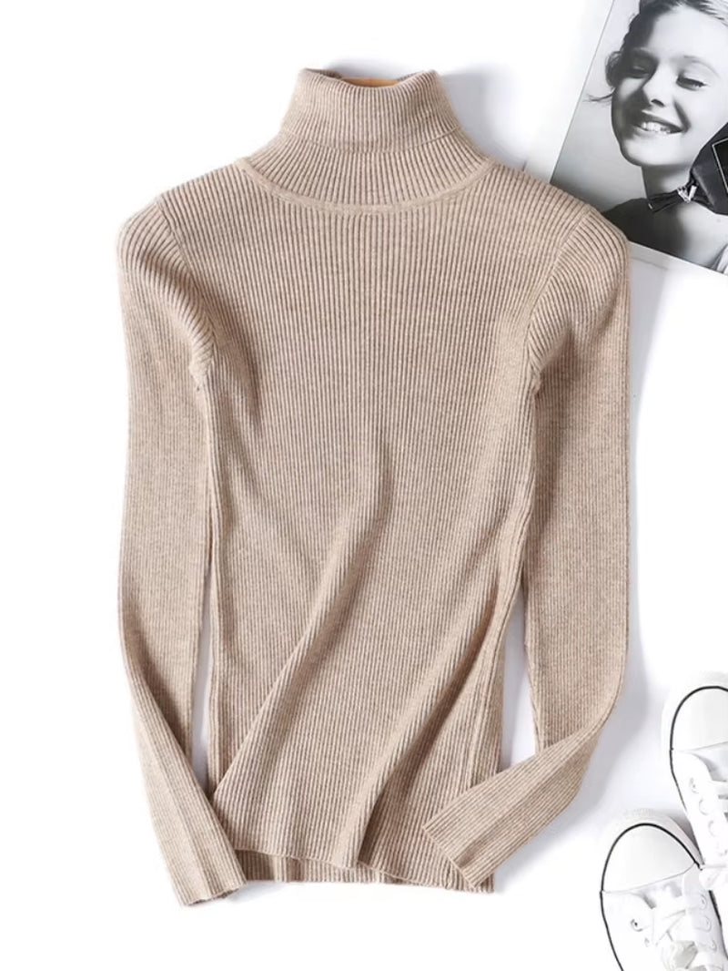 Elevate Your Autumn Wardrobe with Our Chic Turtleneck Knitted Sweater - Perfect for Office and Casual Outings!