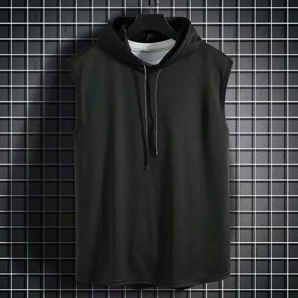 Elevate Your Workout with the Ice Silk Summer Muscle Hoodie Vest - Breathable, Stylish, and Perfect for Bodybuilding!