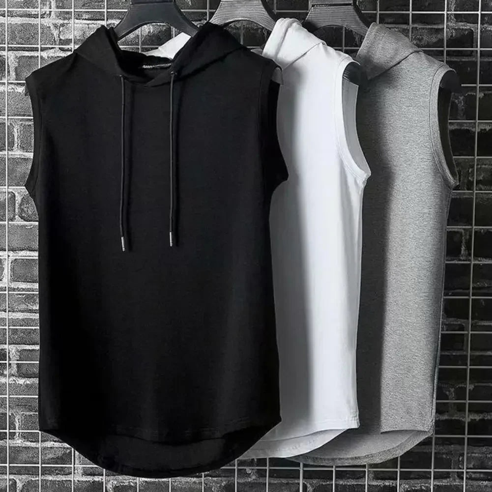 Elevate Your Workout with the Ice Silk Summer Muscle Hoodie Vest - Breathable, Stylish, and Perfect for Bodybuilding!