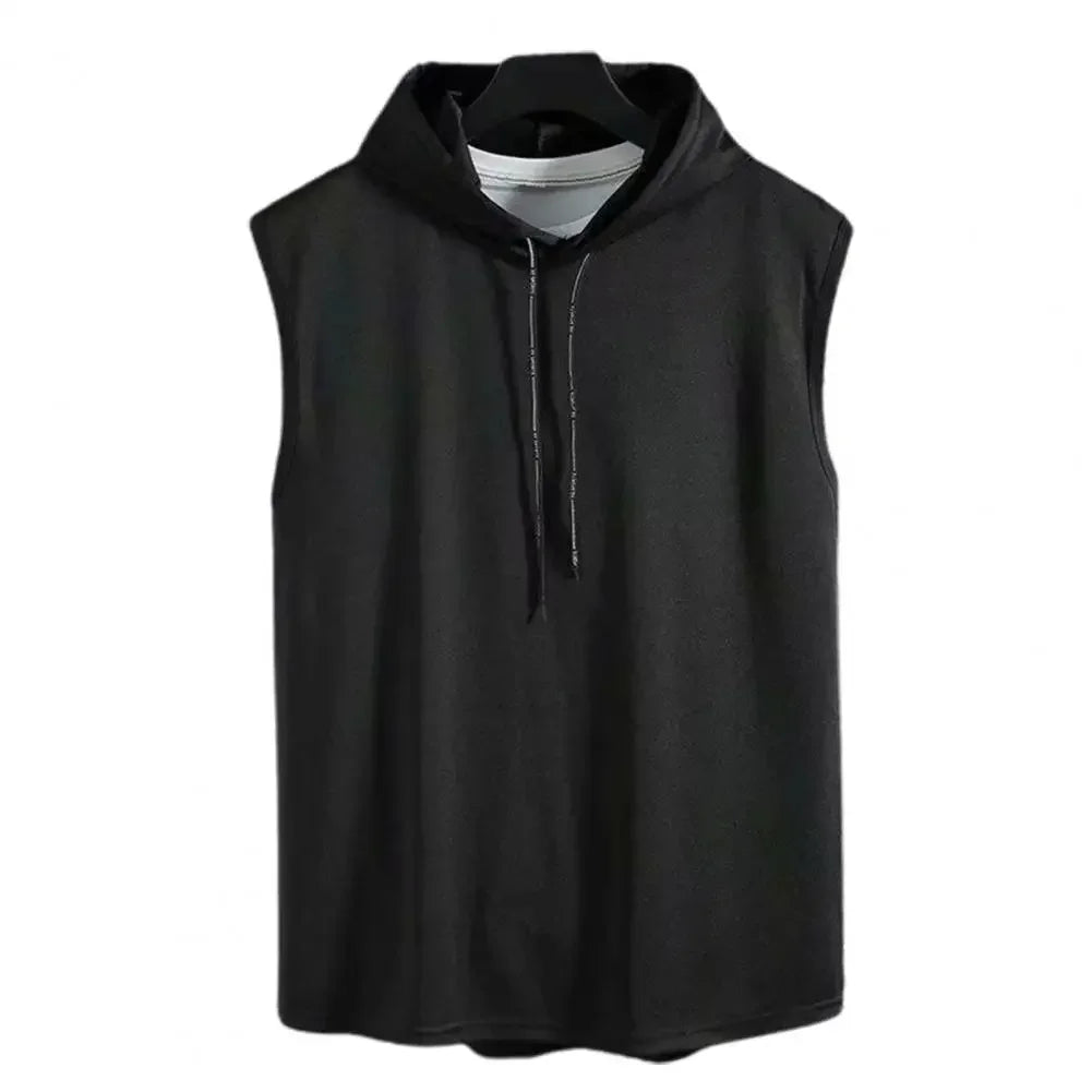 Elevate Your Workout with the Ice Silk Summer Muscle Hoodie Vest - Breathable, Stylish, and Perfect for Bodybuilding!