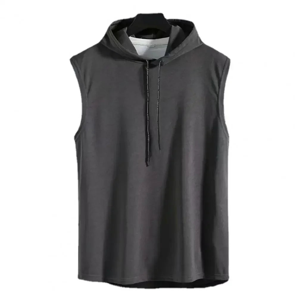 Elevate Your Workout with the Ice Silk Summer Muscle Hoodie Vest - Breathable, Stylish, and Perfect for Bodybuilding!