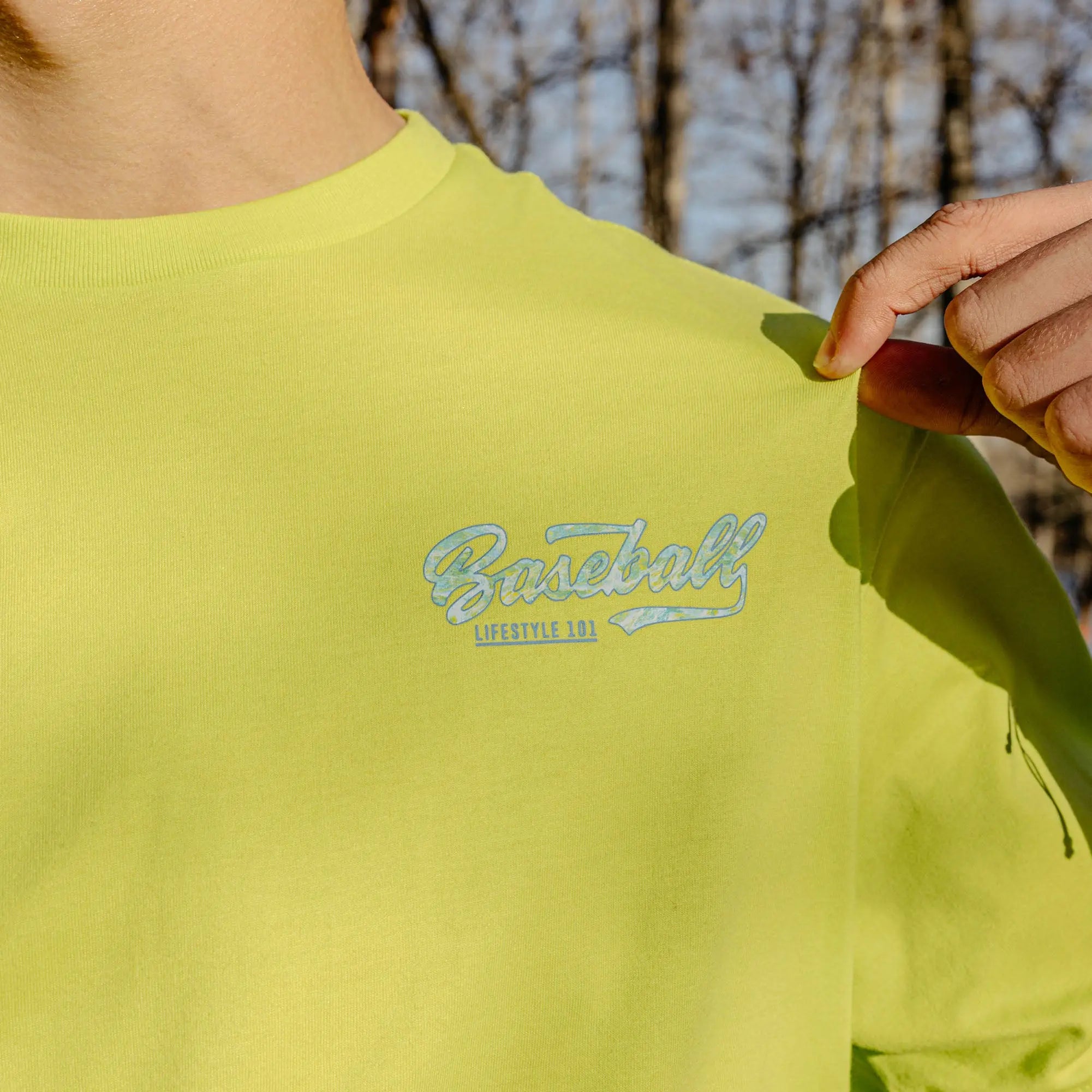 Realtree Established Youth Tee - Bright Yellow/Aspect-Teal for Young Baseball Fans