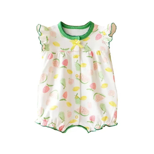 2024 Newborn Baby Summer Clothes Rompers Girls Overalls Short Sleeve Bodysuit Cotton Baby Clothing Jumpsuit Baby Girl Onesies