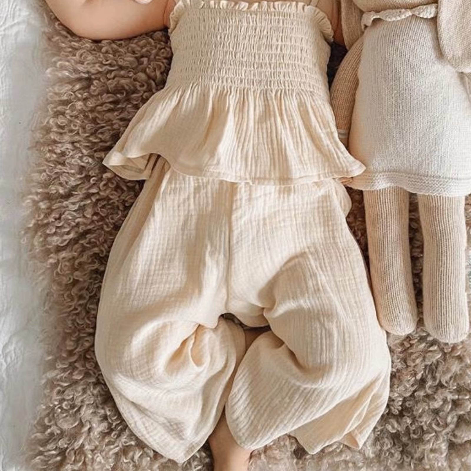 Toddler Girls 2 Piece Outfits Solid Color Sleeveless Camisole and Elastic Pants Set Baby Summer Clothes