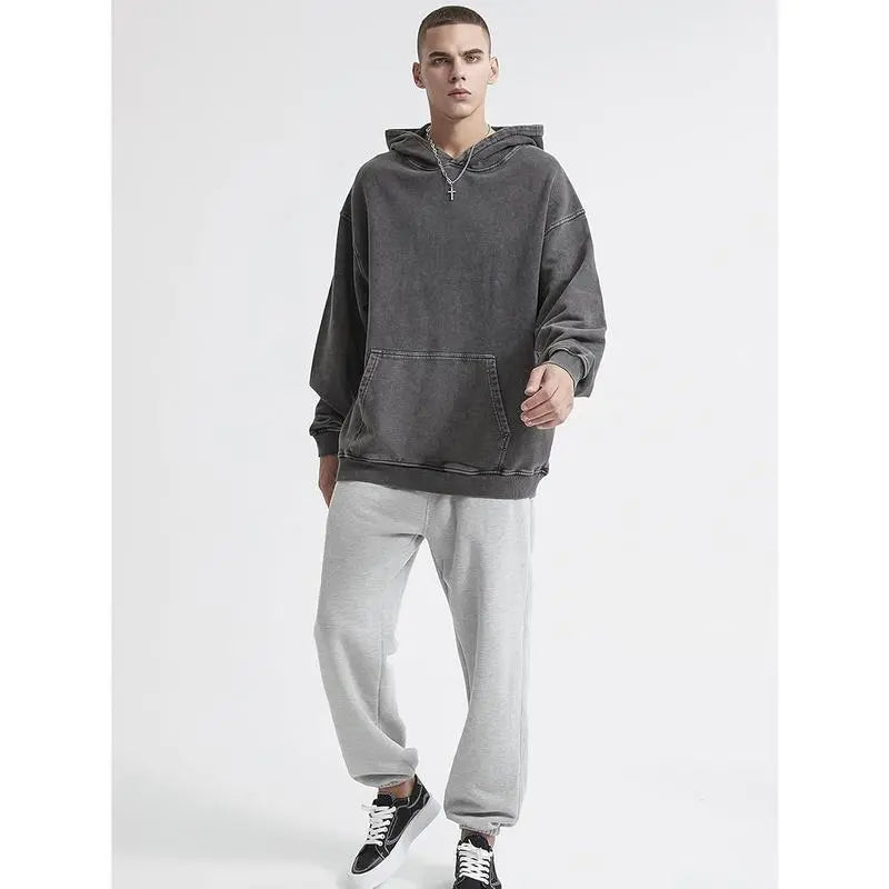 Elevate Your Streetwear Game with Our Men's Vintage Oversized Acid Wash Hoodie - Perfect for Couples and Casual Outings