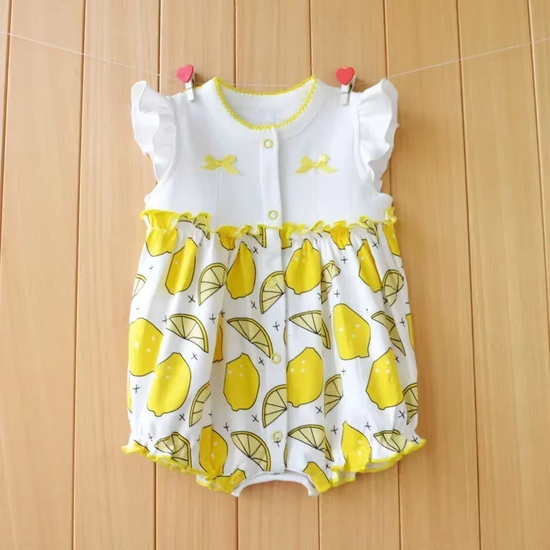 2024 Newborn Baby Summer Clothes Rompers Girls Overalls Short Sleeve Bodysuit Cotton Baby Clothing Jumpsuit Baby Girl Onesies