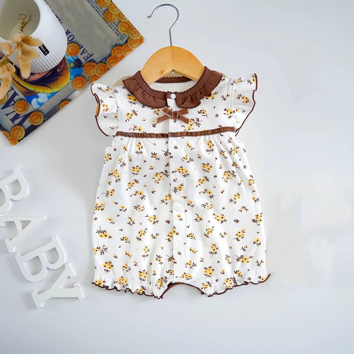 2024 Newborn Baby Summer Clothes Rompers Girls Overalls Short Sleeve Bodysuit Cotton Baby Clothing Jumpsuit Baby Girl Onesies