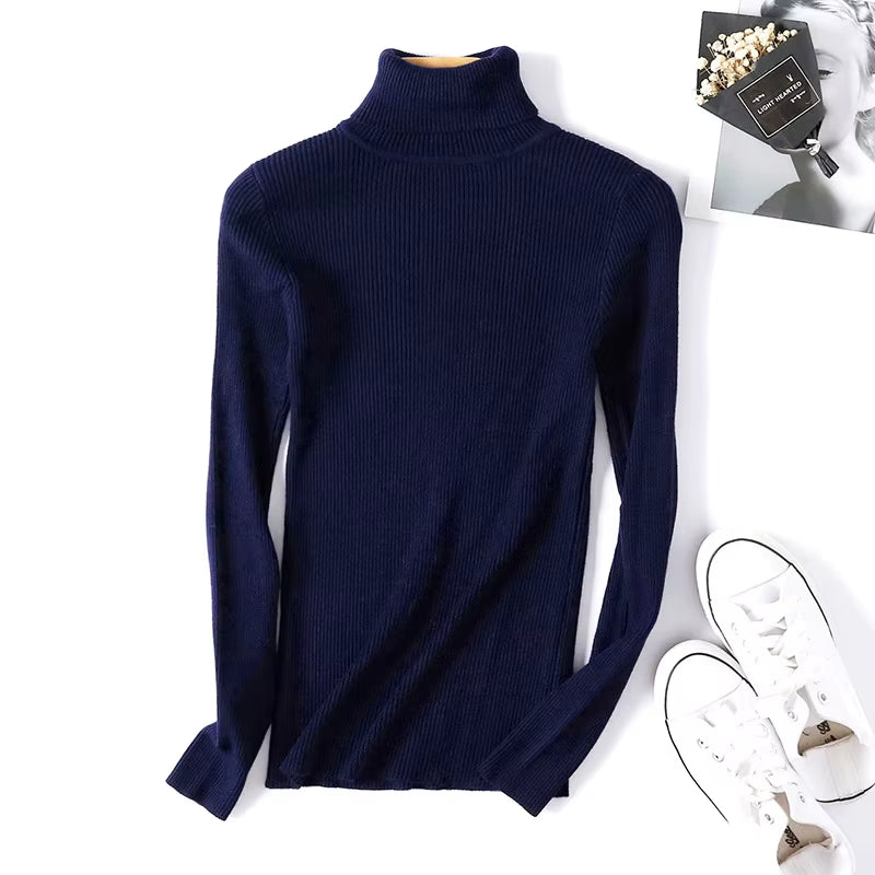 Elevate Your Autumn Wardrobe with Our Chic Turtleneck Knitted Sweater - Perfect for Office and Casual Outings!