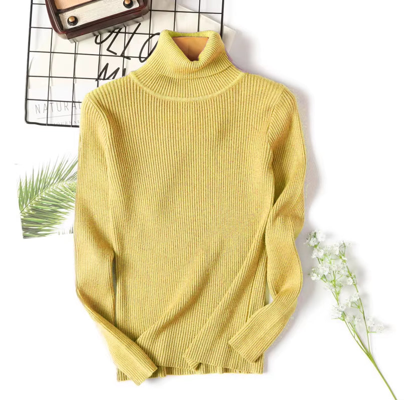 Elevate Your Autumn Wardrobe with Our Chic Turtleneck Knitted Sweater - Perfect for Office and Casual Outings!