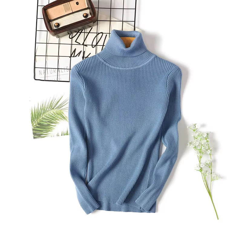 Elevate Your Autumn Wardrobe with Our Chic Turtleneck Knitted Sweater - Perfect for Office and Casual Outings!