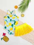 1Pc Baby/Girl Strawberry Print Swimsuit with Skirt Yellow Outfit Baby Yellow Dress Baby Summer Baby Clothes Girl Baby Summer Clothes Girl Summer Baby Girl Clothes