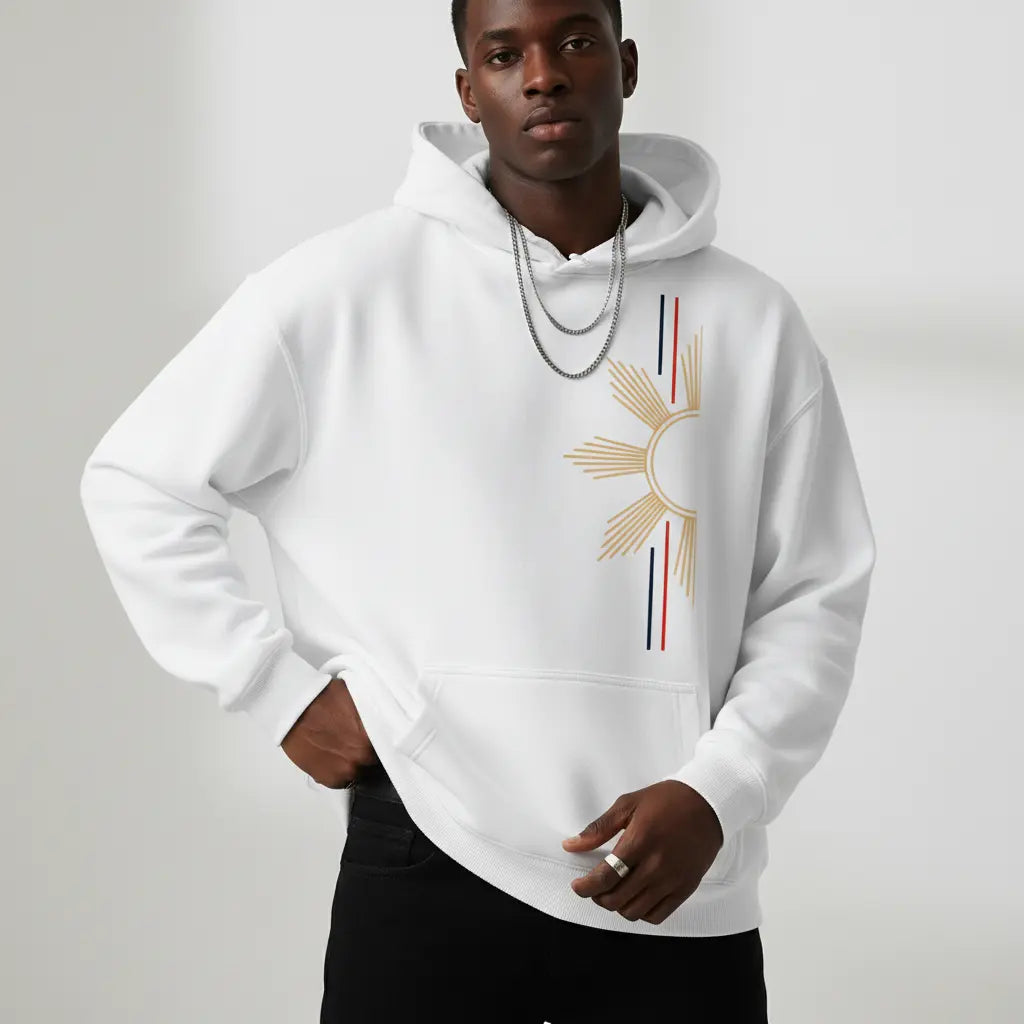 Men'S Filipino Sun Graphic Hoodie/Graphic T-Shirt - Regular Fit | Soft & Breathable Fabric, Durable Print, Everyday Comfort, Machine Washable, Minimalist Casual Wear with Cultural Symbolism