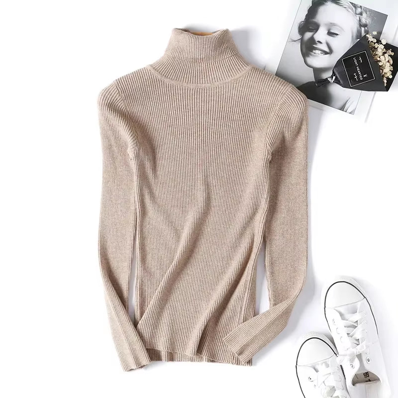 Elevate Your Autumn Wardrobe with Our Chic Turtleneck Knitted Sweater - Perfect for Office and Casual Outings!