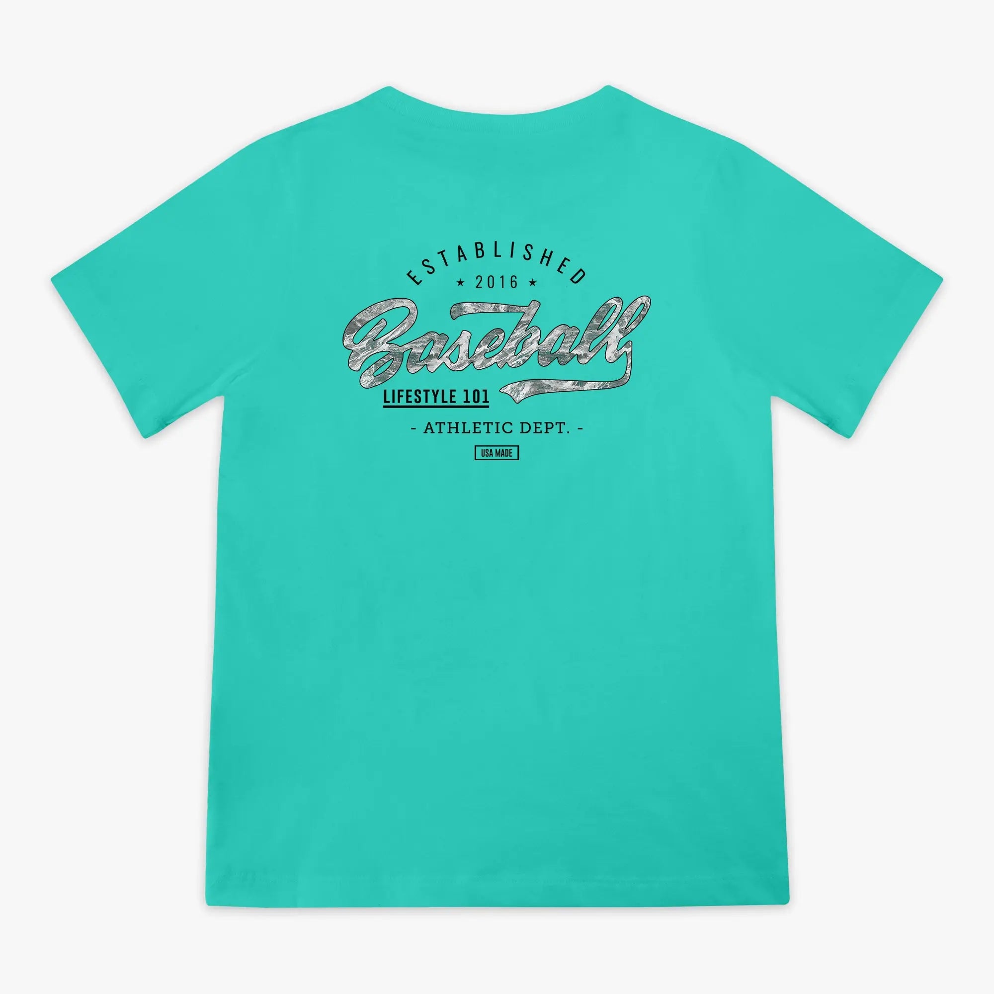 Realtree Established Youth Tee - Bright Yellow/Aspect-Teal for Young Baseball Fans