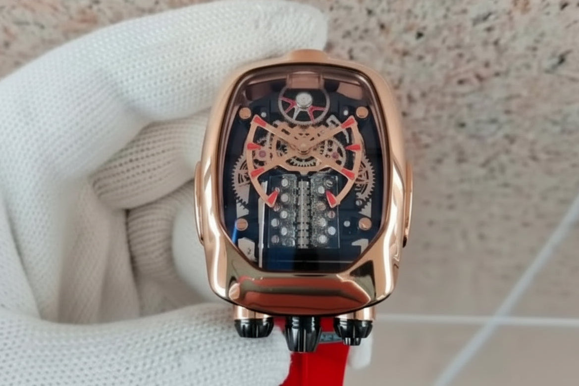 2024 Latest Bugatti JACOB Mechanical Watch Sixteen Cylinder Engine Transparent Waterproof Men'S Watch Giv Tourbillon