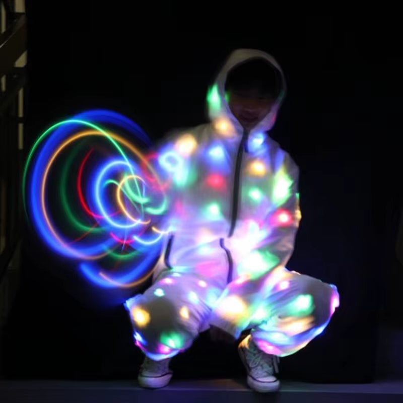Illuminate Your Night: Waterproof LED Rave Jacket for Adults and Kids - Perfect for Dance Performances and Night Runs